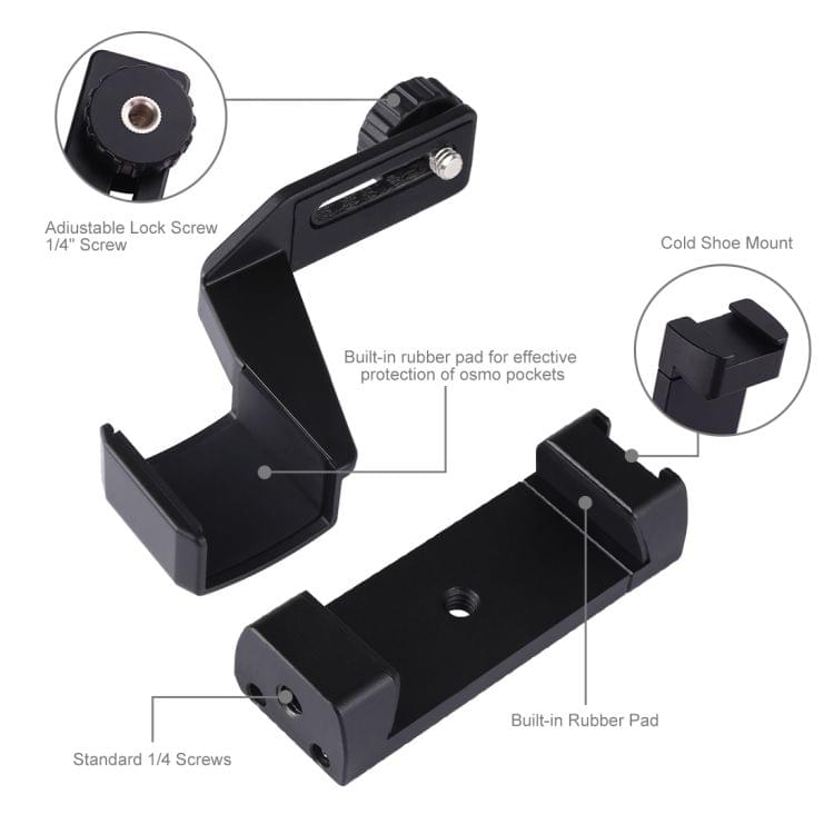 PULUZ Metal Phone Clamp Mount + Expansion Fixed Stand Bracket for DJI OSMO Pocket