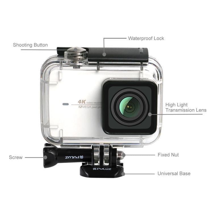 PULUZ 45m Underwater Waterproof Housing Diving Case for Xiaomi Xiaoyi II 4K Action Camera, with Buckle Basic Mount & Screw