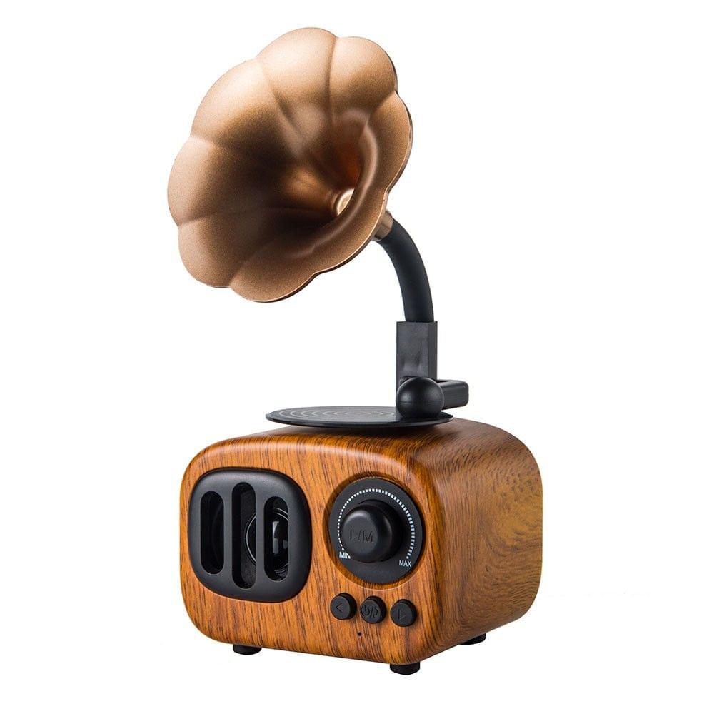 Vintage Style Wooden Texture Portable Wireless BT Speaker Built-in MIC Support TF Card/U Disk/AUX Audio Retro Loudspeaker Music Player