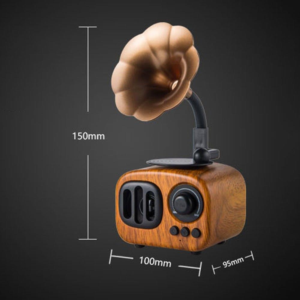 Vintage Style Wooden Texture Portable Wireless BT Speaker Built-in MIC Support TF Card/U Disk/AUX Audio Retro Loudspeaker Music Player