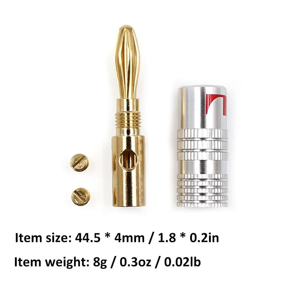 24K Gold Banana Plugs Audio Jack Connectors Dual Screw Lock Jack Speaker Banana Connectors for Speaker Wire Wall Plate 3 Pairs (6 PCS)