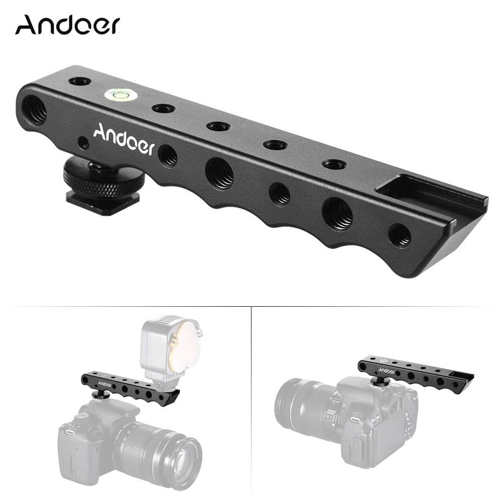 Andoer Video Top Handle Handgrip Stabilizing Grip w/ Cold Shoe + Bubble Level for Ca150n Nikon Sony DSLR Camera Camcorder