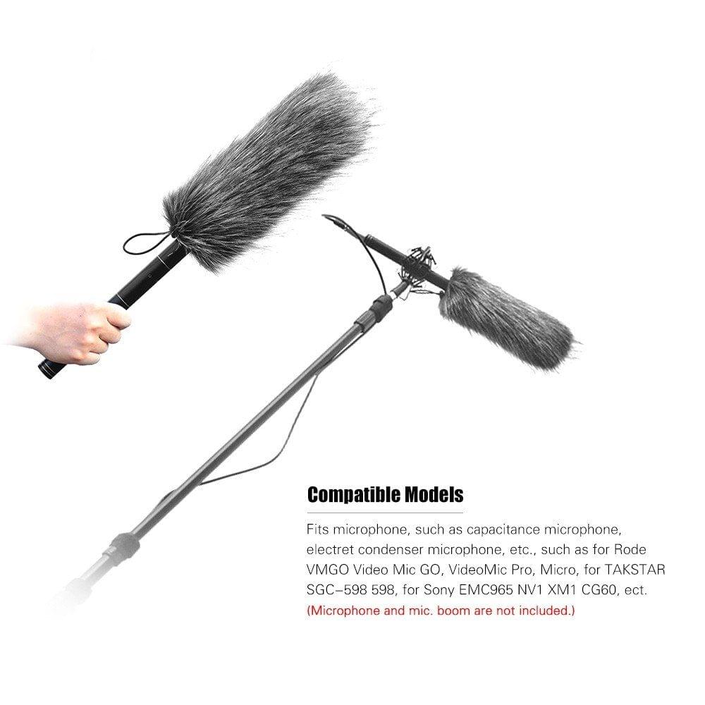 Universal Professional Microphone Furry Windscreen Flexible Mount Fur Windshield for Rode VMGO Video Mic GO, VideoMic Pro, Micro for TAKSTAR SGC-598 598 for Sony EMC965 NV1 XM1 CG60, ect