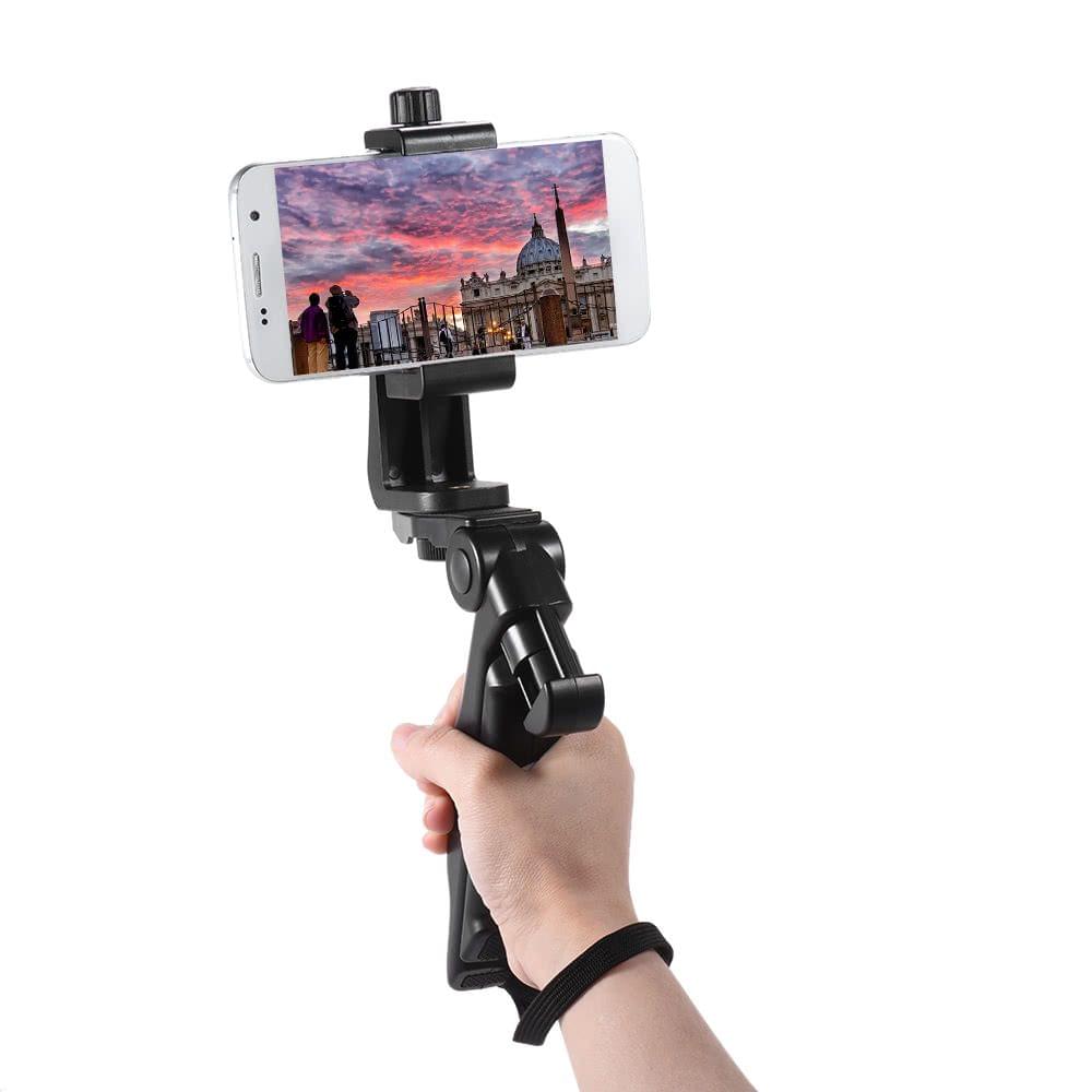 Andoer Mini Tabletop Tripod Stand Handheld Grip Stabilizer with Universal Smartphone Clip Holder Bracket for Digital Camera for iPhone 7 Plus/7/6/6 Plus/6s