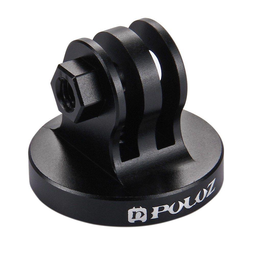 PULUZ PU145 Aluminum Tripod Mount 1/4 Inch Screw Hole Adapter Mo150pod Head for Mini Sport Action Cameras Accessories (Gold)