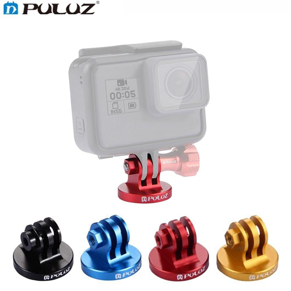 PULUZ PU145 Aluminum Tripod Mount 1/4 Inch Screw Hole Adapter Mo150pod Head for Mini Sport Action Cameras Accessories (Gold)