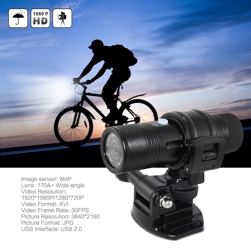 Sports Camera HD 1080P 30FPS 8MP 170A+ Wide-angle Lens DVR Helmet Action Camera Camcorder Car DVR PC Webcam Water-Resistant Outdoor Bike Helmet Arm Hunting