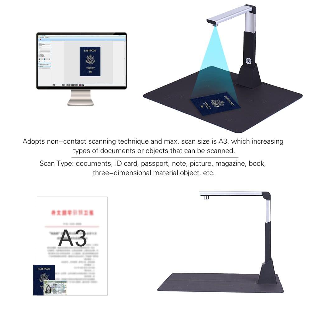 Portable Adjustable A3 10 Megapixel Scanning USB Document Camera Scanner