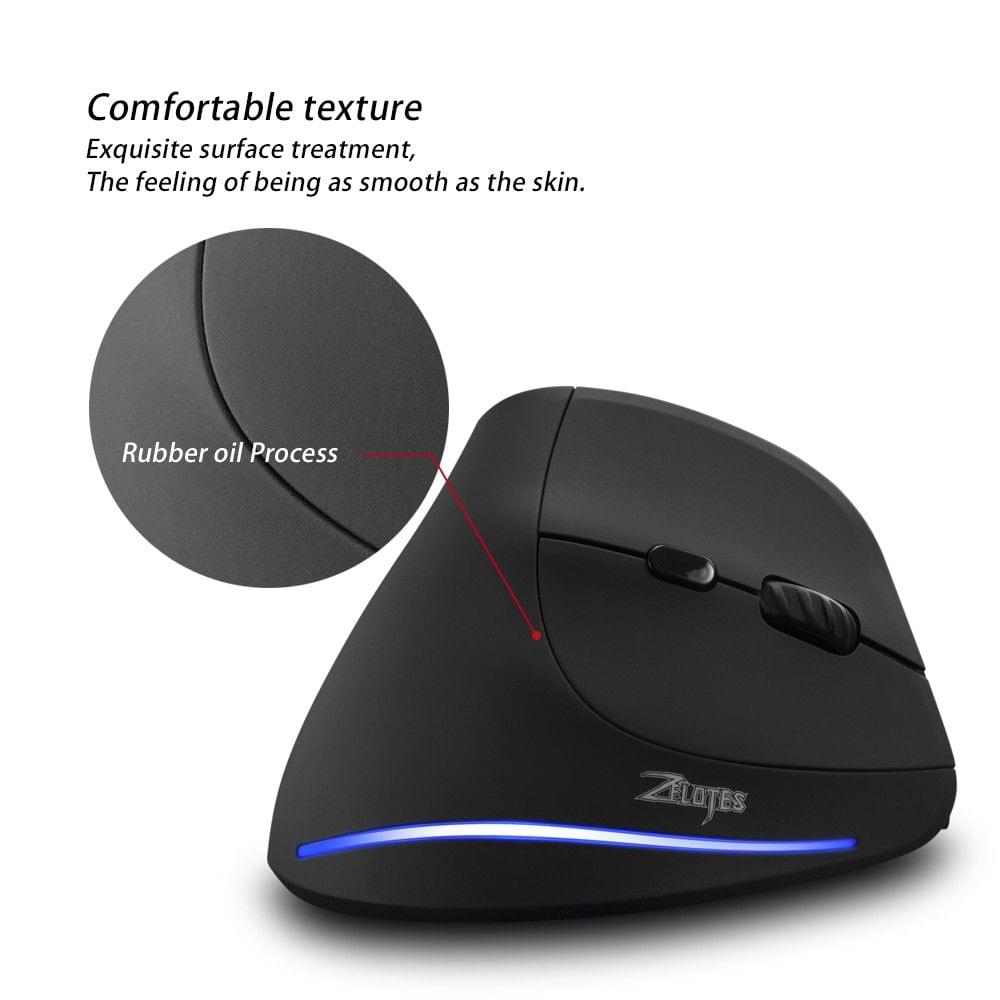 Zelotes F-35 Wireless Vertical Mouse Rechargeable 2400 DPI Optional