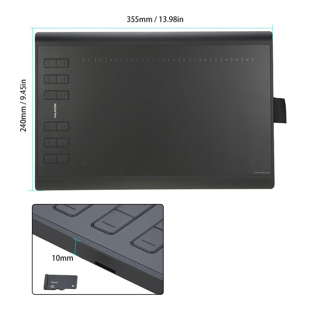 Huion New 1060PLUS Graphic Drawing Tablet with Digital Painting Rechargeable Pen