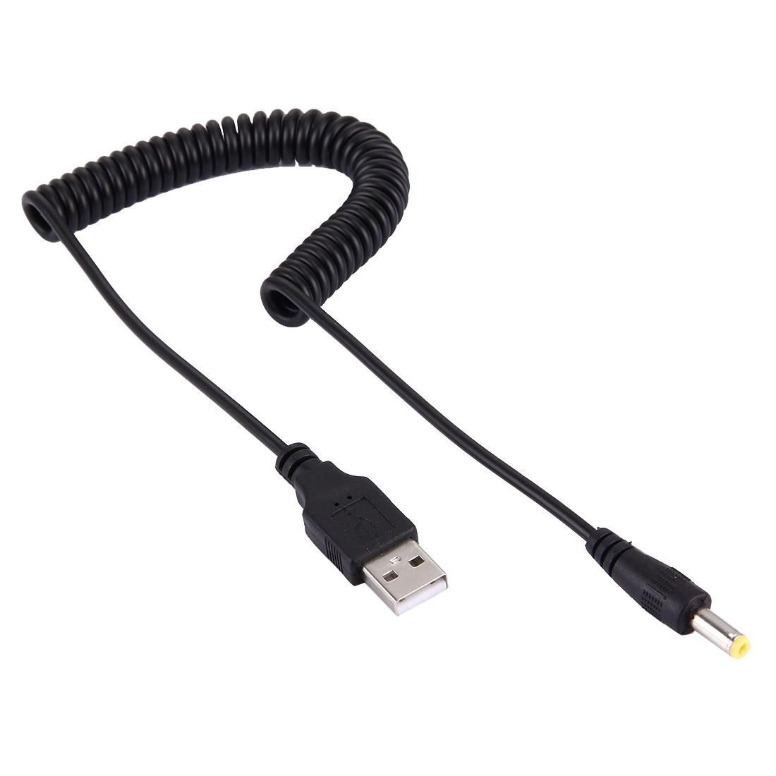 1A USB 2.0 Male to DC 4.0 x 1.7mm Male Retractable Coiled Power Cable for HP Laptop, Coiled Cable Stretches to 1.5m