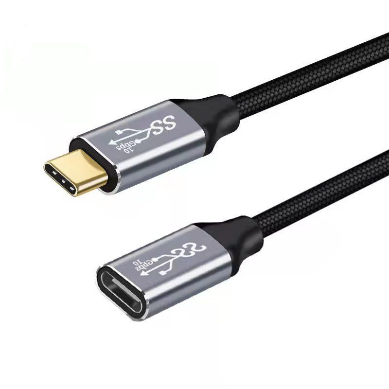 0.5m Aluminum Alloy Shell Type-C to Type-C 3.1 Gen2 Male to Female Extension Cable 4K/60HZ 10Gbps Data Cord - UNIQKART