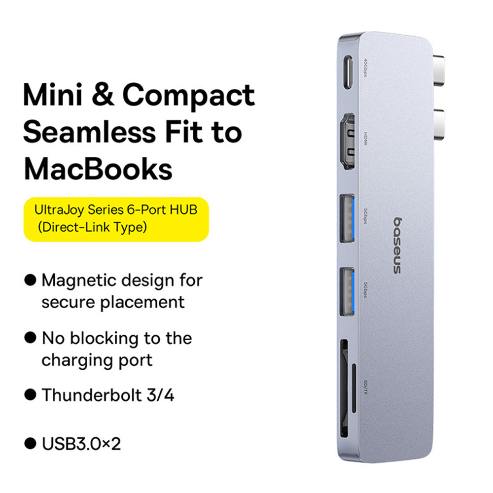 BASEUS UltraJoy Series Type-C to Thunderbolt 3 / 4+HD4K@30Hz+2XUSB3.0+SD3.0+TF3.0 USB Hub Docking Station