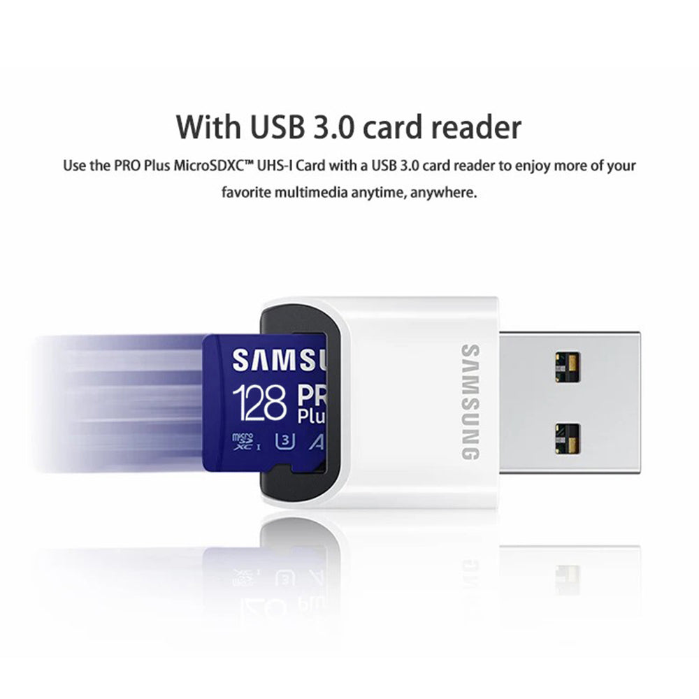 SAMSUNG 128GB TF Card U3 V30 Memory Card+160MB / s USB 3.0 Card Reader Set