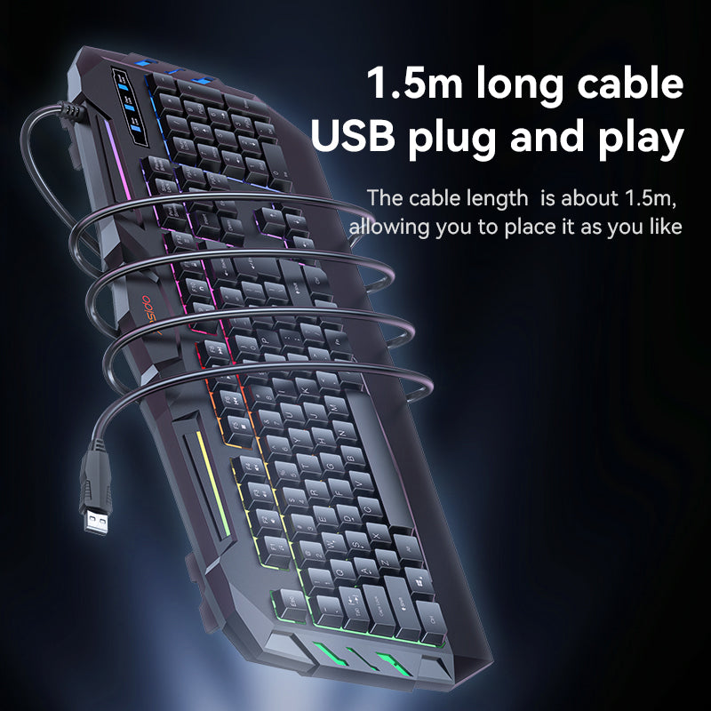 YESIDO KB21 1.5m USB Wired Keyboard 104-key Gaming Keyboard with Breathing Light
