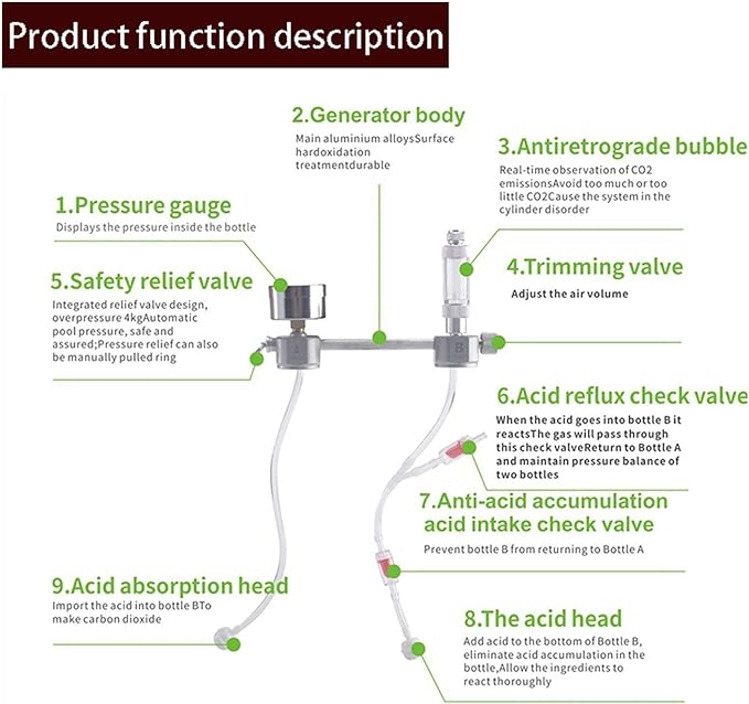 Aquarium DIY CO2 Reactor Generator System Kit For Aquarium Tank Co2 Regulator Diffuser Solenoid