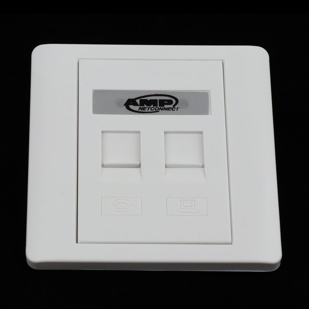 Quad Data Wall Outlet Face Plate 2 Port RJ45/RJ11 Ethernet Network Socket