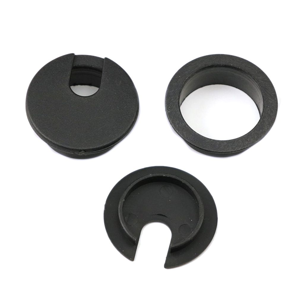 20x Computer Desk Table Grommet Cable Port Round Wire Hole Cover 35mm  Black