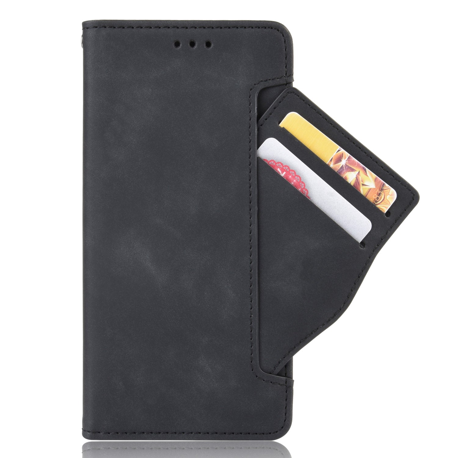 For vivo T2x 5G Stand Feature Multiple Card Slots Case PU Leather Wallet Magnetic Clasp Drop-proof Shell - Black