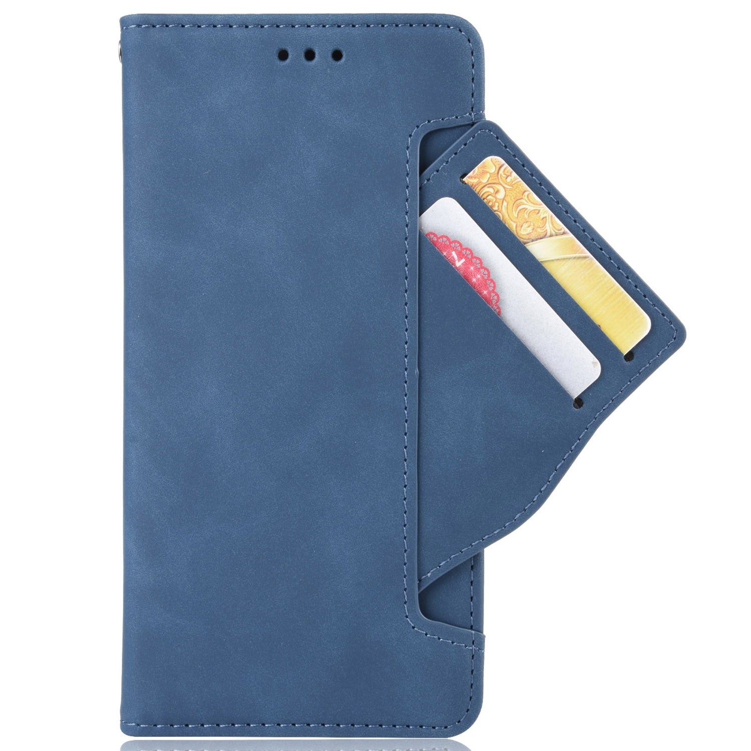 For vivo T2x 5G Stand Feature Multiple Card Slots Case PU Leather Wallet Magnetic Clasp Drop-proof Shell - Blue