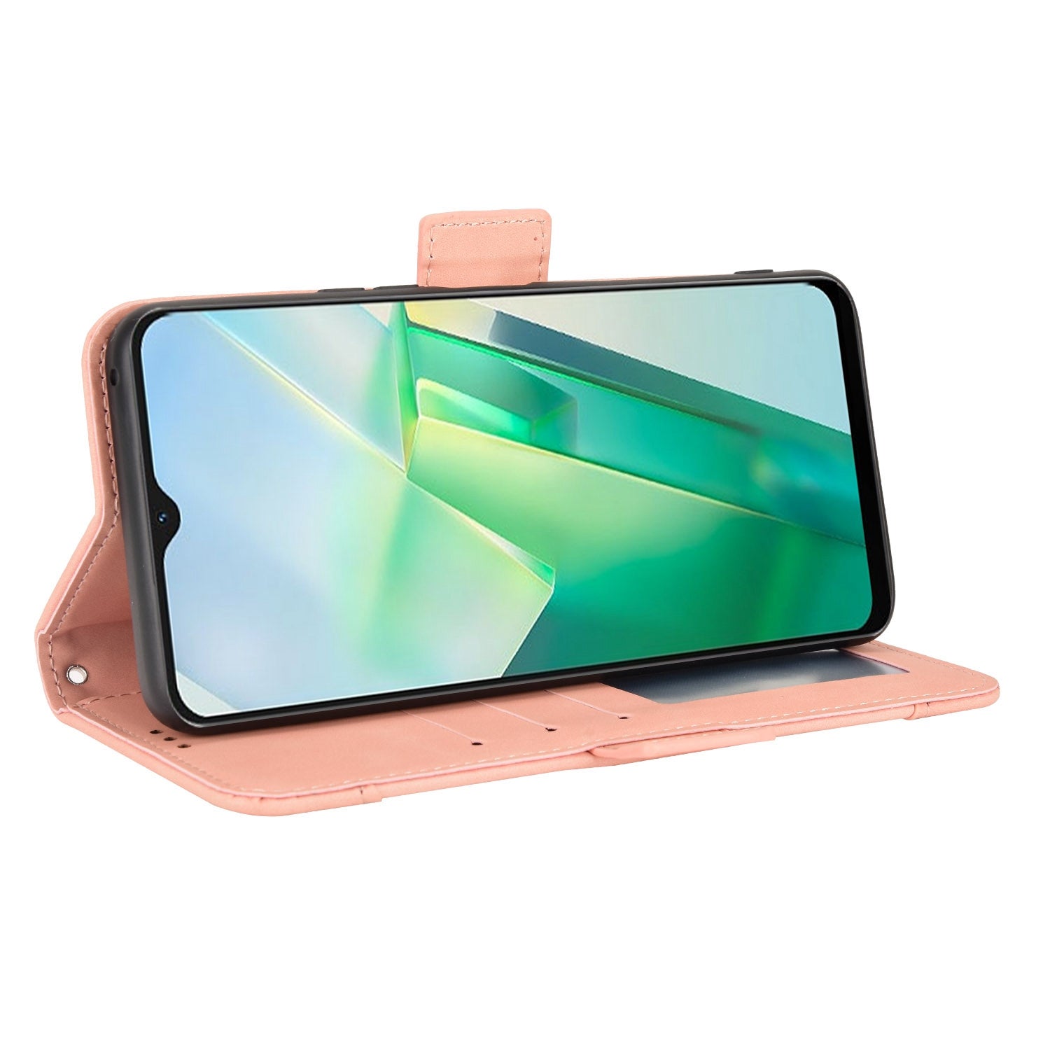 For vivo T2x 5G Stand Feature Multiple Card Slots Case PU Leather Wallet Magnetic Clasp Drop-proof Shell - Pink