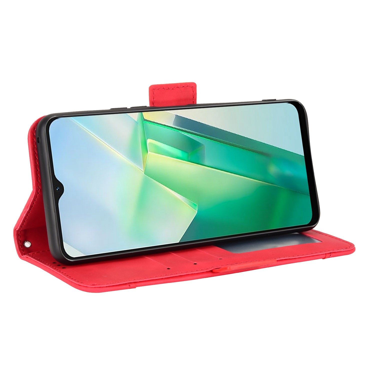 For vivo T2x 5G Stand Feature Multiple Card Slots Case PU Leather Wallet Magnetic Clasp Drop-proof Shell - Red