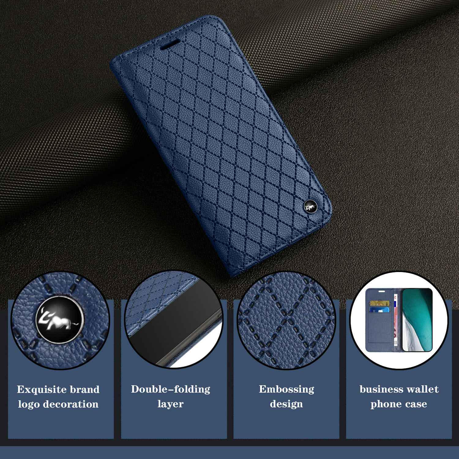 For Samsung Galaxy S20 FE 4G / FE 5G / S20 Lite / S20 FE 2022 Rhombus Embossing Litchi Texture RFID Blocking Phone Case PU Leather Stand Wallet Cover - Blue