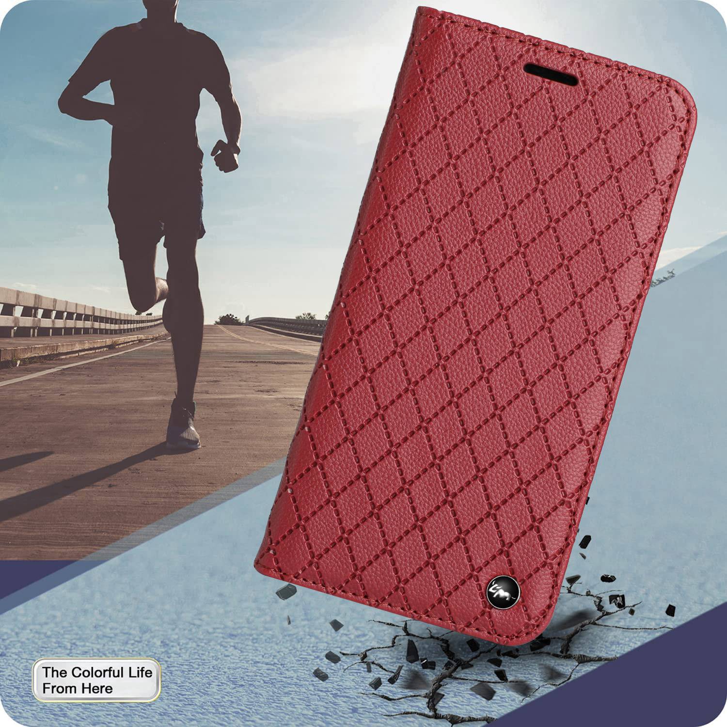 For Samsung Galaxy S20 FE 4G / FE 5G / S20 Lite / S20 FE 2022 Rhombus Embossing Litchi Texture RFID Blocking Phone Case PU Leather Stand Wallet Cover - Red