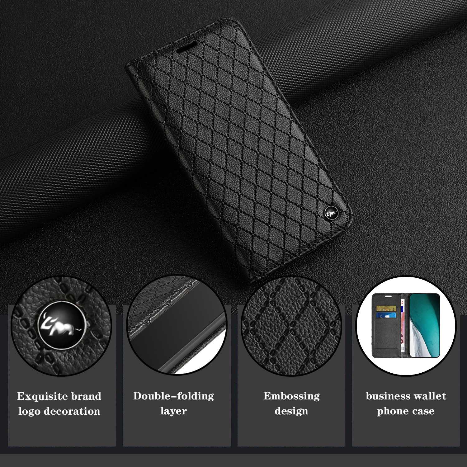 For Samsung Galaxy S20 FE 4G / FE 5G / S20 Lite / S20 FE 2022 Rhombus Embossing Litchi Texture RFID Blocking Phone Case PU Leather Stand Wallet Cover - Black