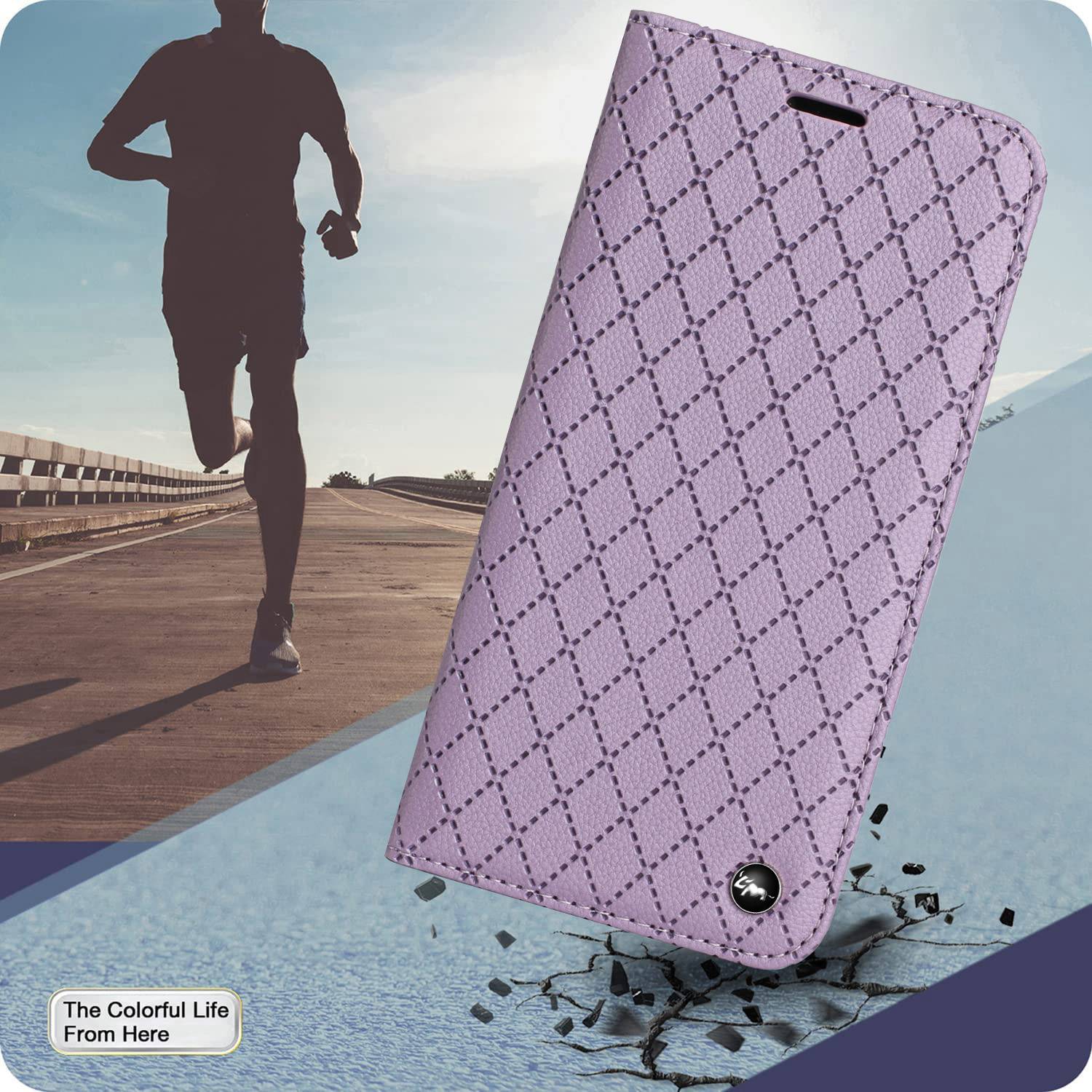 For Samsung Galaxy S20 FE 4G / FE 5G / S20 Lite / S20 FE 2022 Rhombus Embossing Litchi Texture RFID Blocking Phone Case PU Leather Stand Wallet Cover - Purple