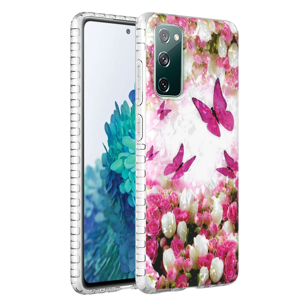 YB IMD Series-13 for Samsung Galaxy S20 FE / S20 FE 5G / S20 FE 2022 / S20 Lite 2.0mm TPU Phone Case IMD IML Shell Pattern Airbag Protective Cover - BK007-Dancing Butterfly