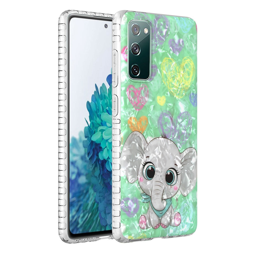 YB IMD Series-13 for Samsung Galaxy S20 FE / S20 FE 5G / S20 FE 2022 / S20 Lite 2.0mm TPU Phone Case IMD IML Shell Pattern Airbag Protective Cover - BK009-Elephant