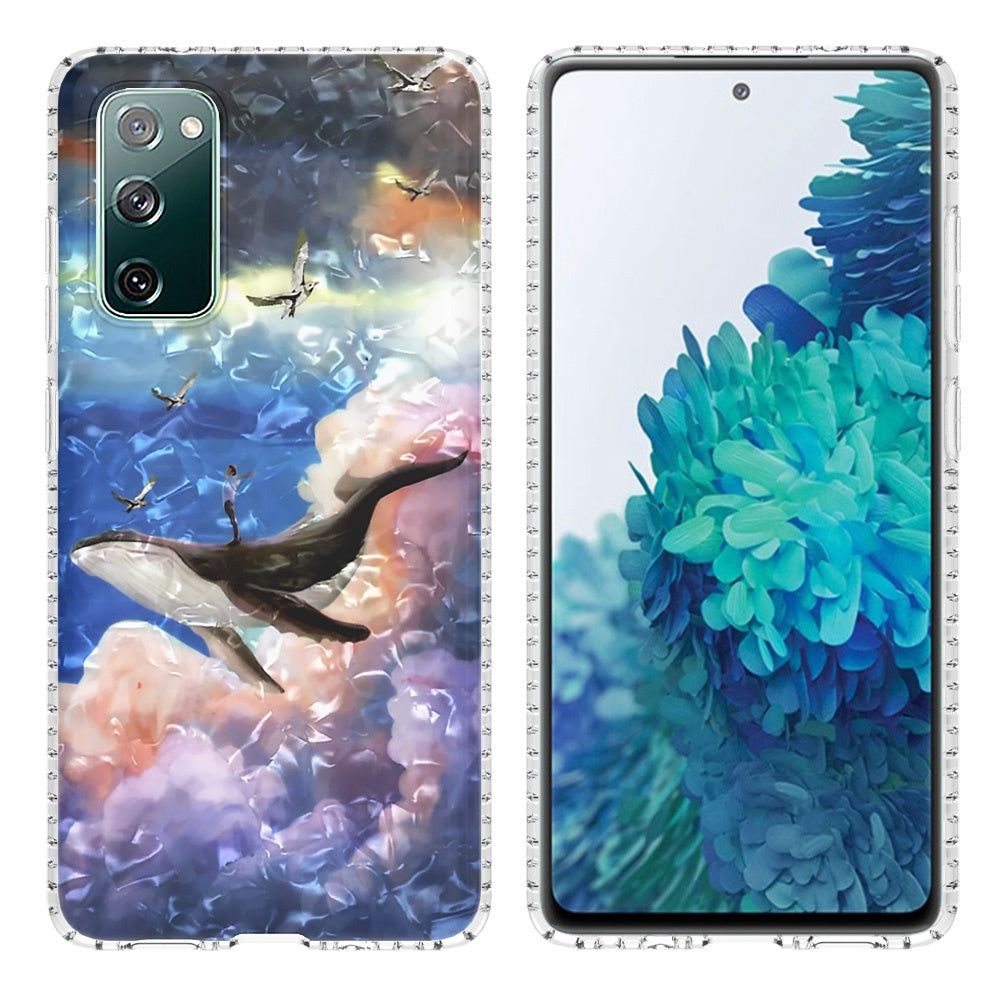 YB IMD Series-13 for Samsung Galaxy S20 FE / S20 FE 5G / S20 FE 2022 / S20 Lite 2.0mm TPU Phone Case IMD IML Shell Pattern Airbag Protective Cover - BK008-Whale