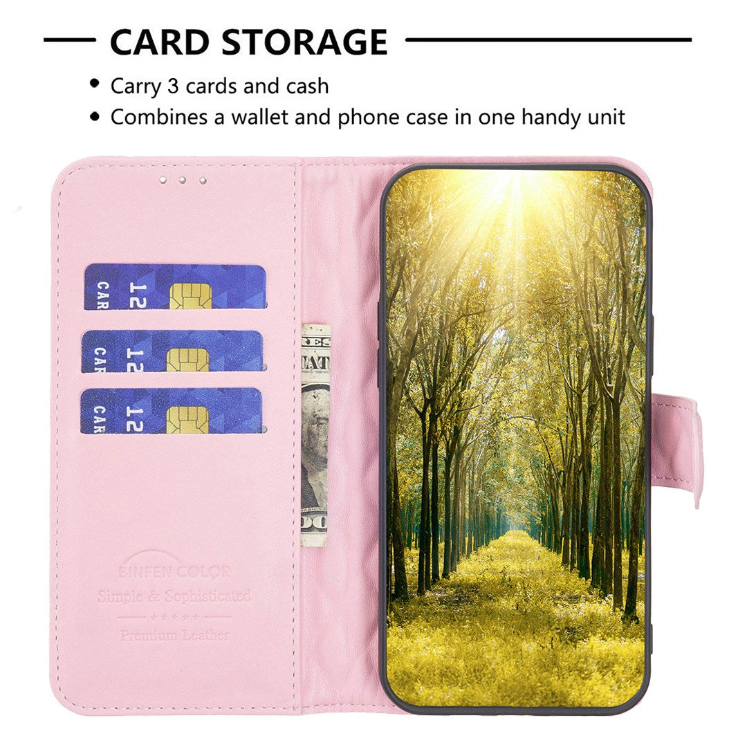 BINFEN COLOR For Samsung Galaxy S20 FE 4G / FE 5G / S20 Lite / S20 FE 2022 BF Style-14 Imprinted Rhombus Pattern PU Leather Wallet Cover Book Style Matte Phone Stand Case - Pink