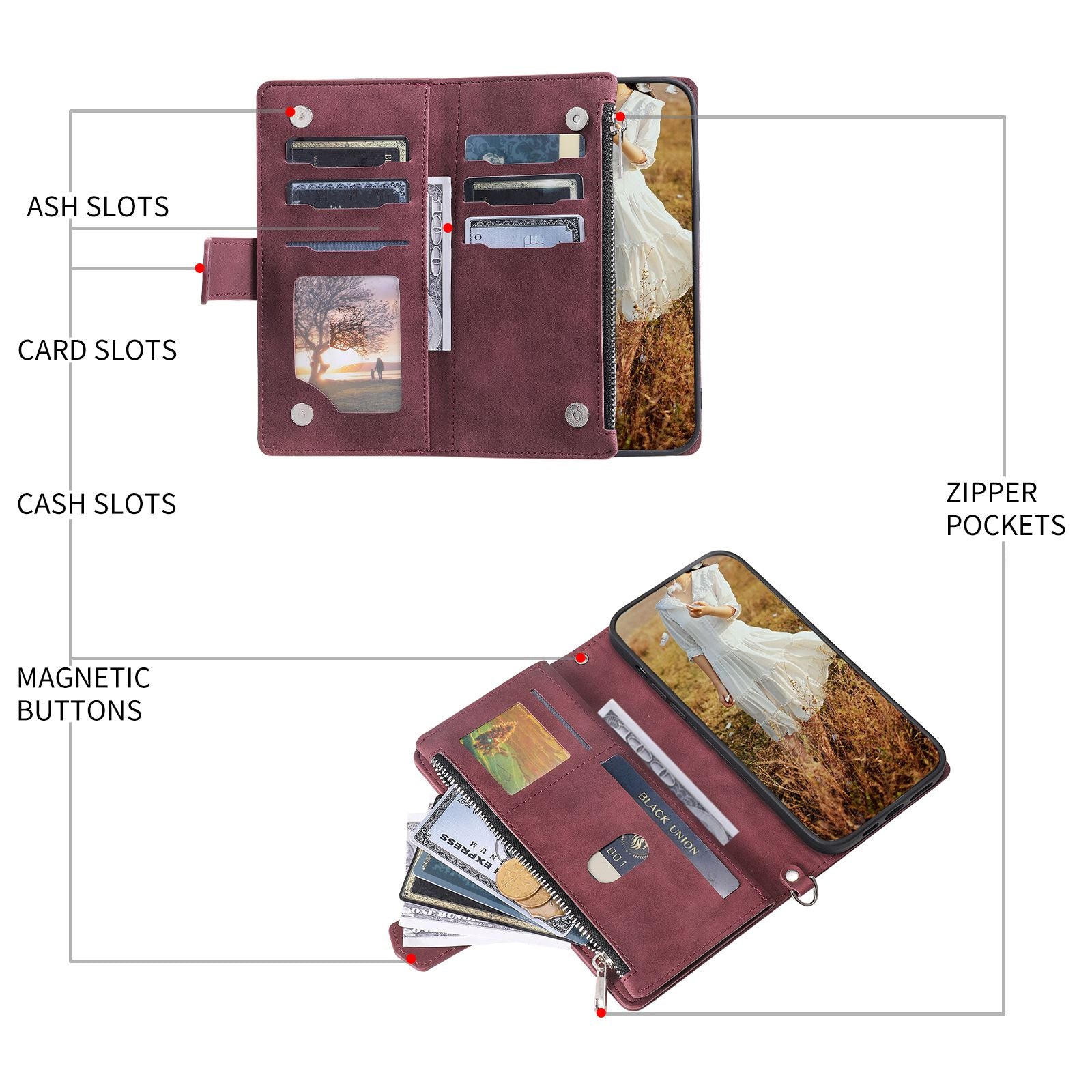 005 Style For Samsung Galaxy S20 FE 4G / 5G / S20 FE 2022 / S20 Lite, PU Leather Anti-scratch Rhombus Texture Phone Case Zipper Pocket Wallet Stand Cover with Lanyard / Strap - Wine Red