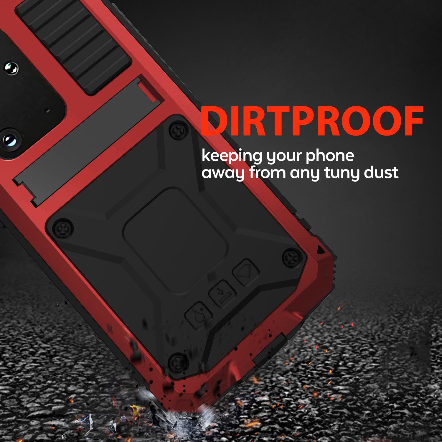 R-JUST For Samsung Galaxy S20 Plus 4G / 5G Dust-proof Splash-proof Drop-proof Phone Case Metal + Silicone + PC Kickstand Feature Cover with Tempered Glass Film - Red