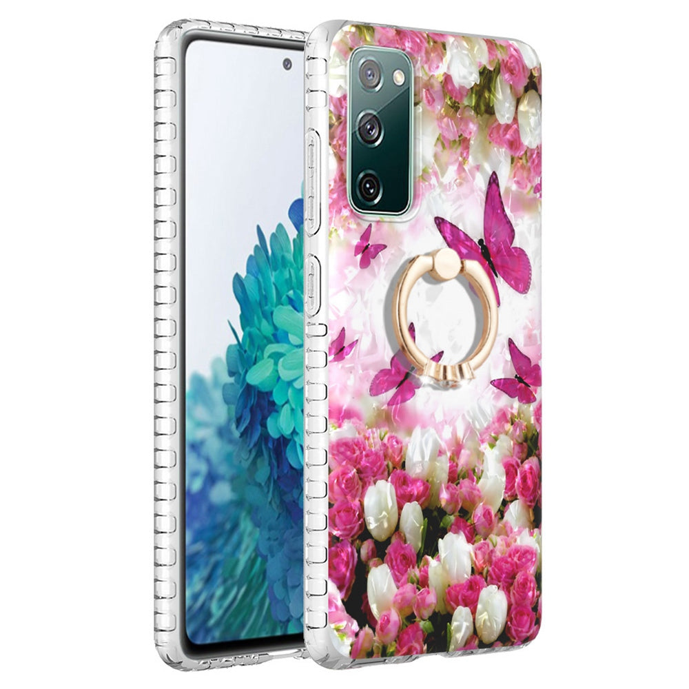 For Samsung Galaxy S20 FE 2022 / S20 FE 4G / 5G / S20 Lite YB IMD Series-14 Anti-scratch Soft TPU 2.0mm Dual-layer IMD IML Phone Case with Kickstand - BK007-Dancing Butterfly