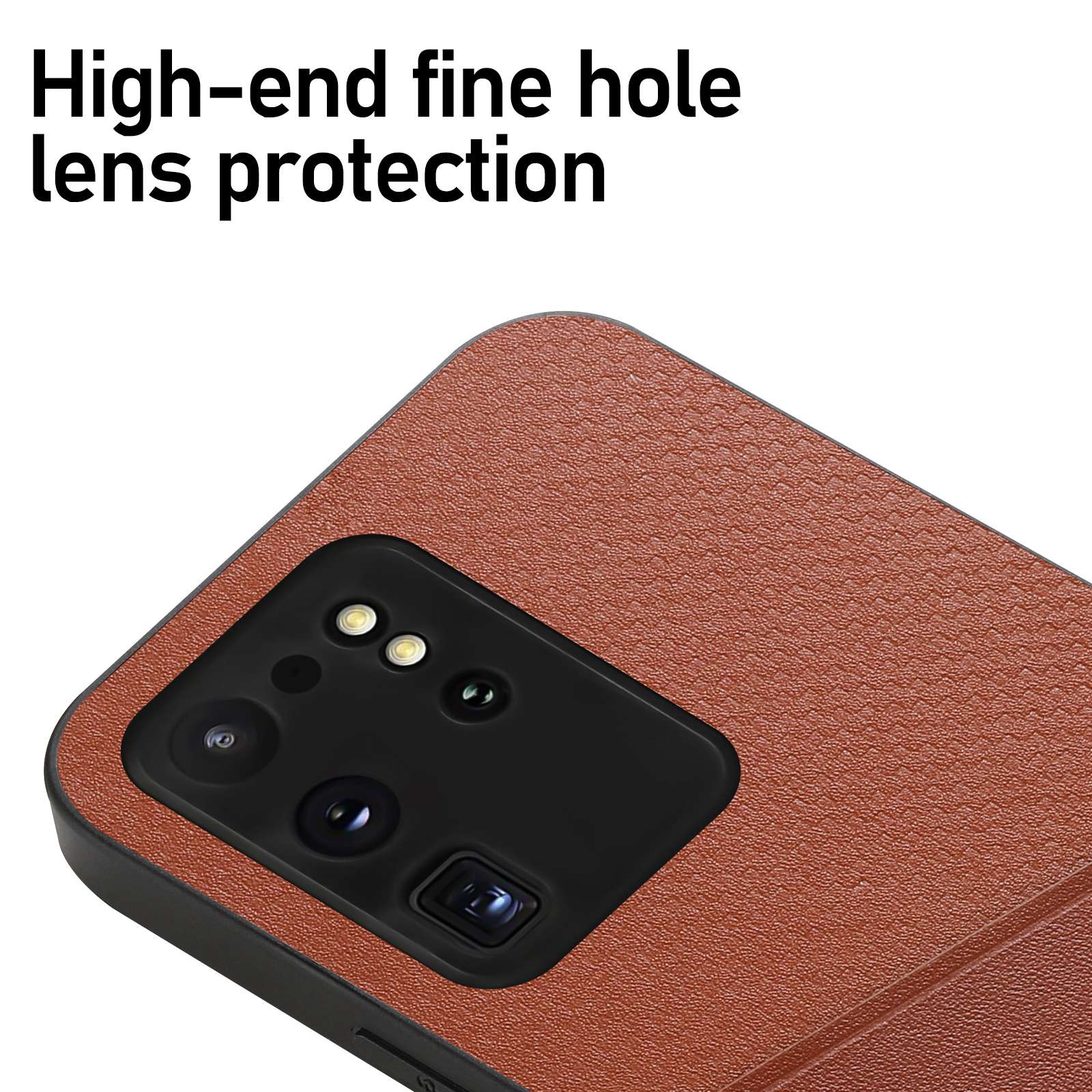 For Samsung Galaxy S20 Ultra Cowhide Leather Coated TPU + PC Imprinted Back Cover Protective Phone Case - Light Brown