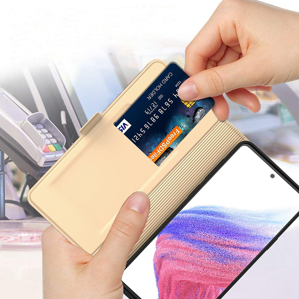 For Samsung Galaxy S20 FE 4G / FE 5G / S20 Lite / S20 FE 2022 PU Leather Flip Cover Card Slot Magnetic Closure Stand  Folio Phone Case - Gold