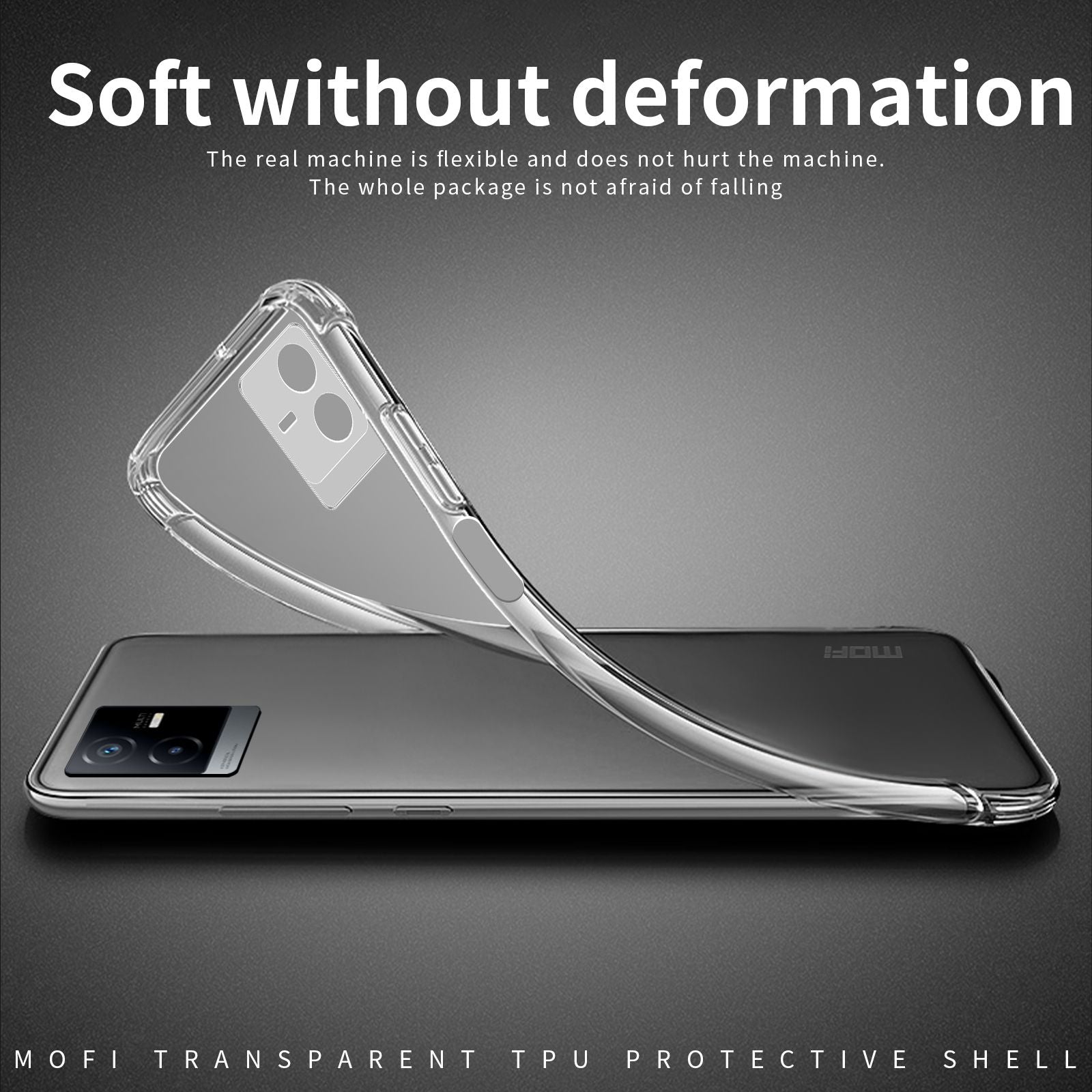 MOFI Phone Case for vivo T2x 5G, Soft TPU Anti-drop Scratch-resistant High Transparency Cover