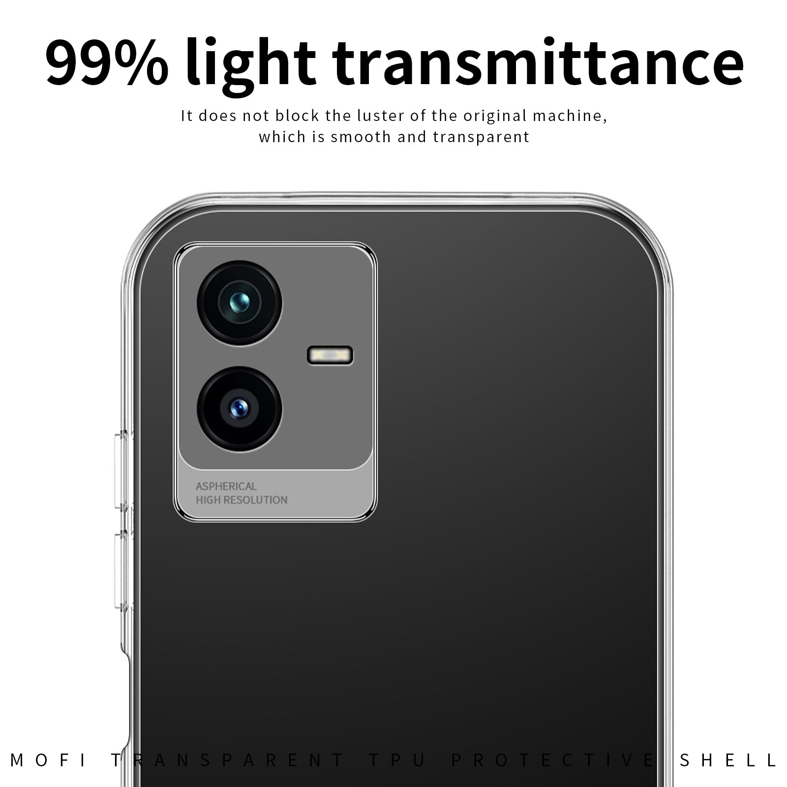 MOFI Phone Case for vivo T2x 5G, Soft TPU Anti-drop Scratch-resistant High Transparency Cover