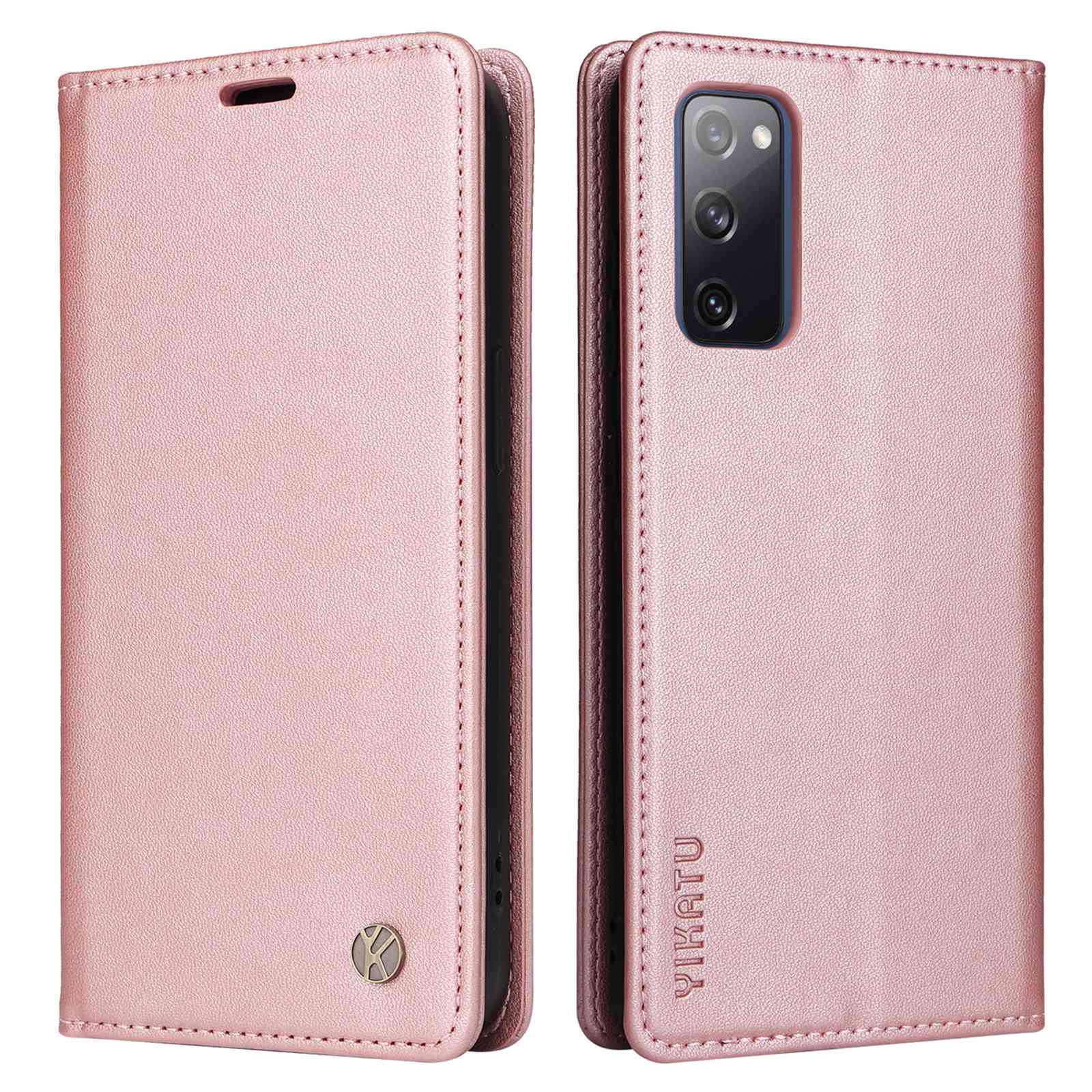 YIKATU YK- 001 for Samsung Galaxy S20 FE / S20 FE 5G / S20 FE 2022 / S20 Lite PU Leather Anti-scratch Case Phone Wallet Stand Cover - Rose Gold