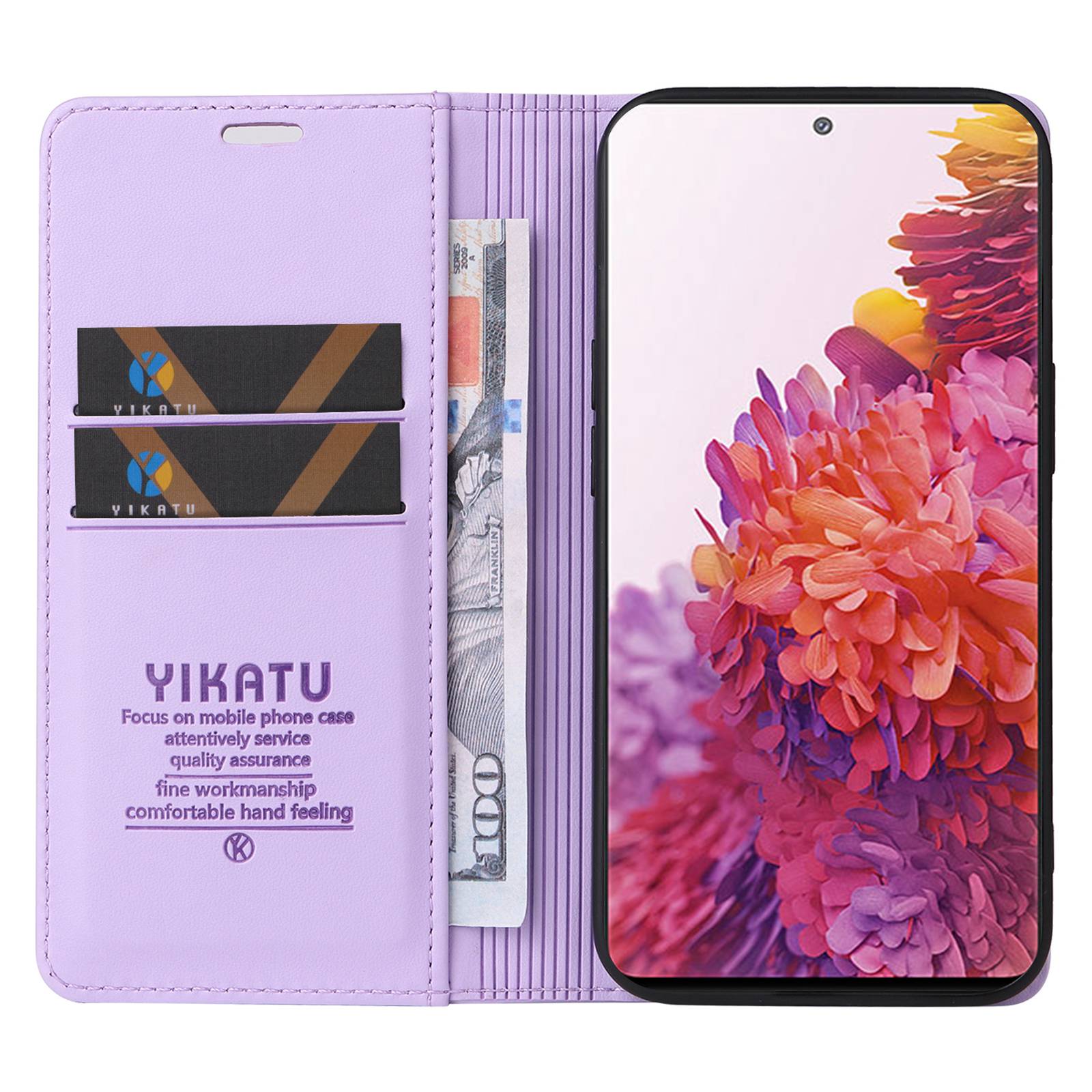 YIKATU YK- 001 for Samsung Galaxy S20 FE / S20 FE 5G / S20 FE 2022 / S20 Lite PU Leather Anti-scratch Case Phone Wallet Stand Cover - Light Purple