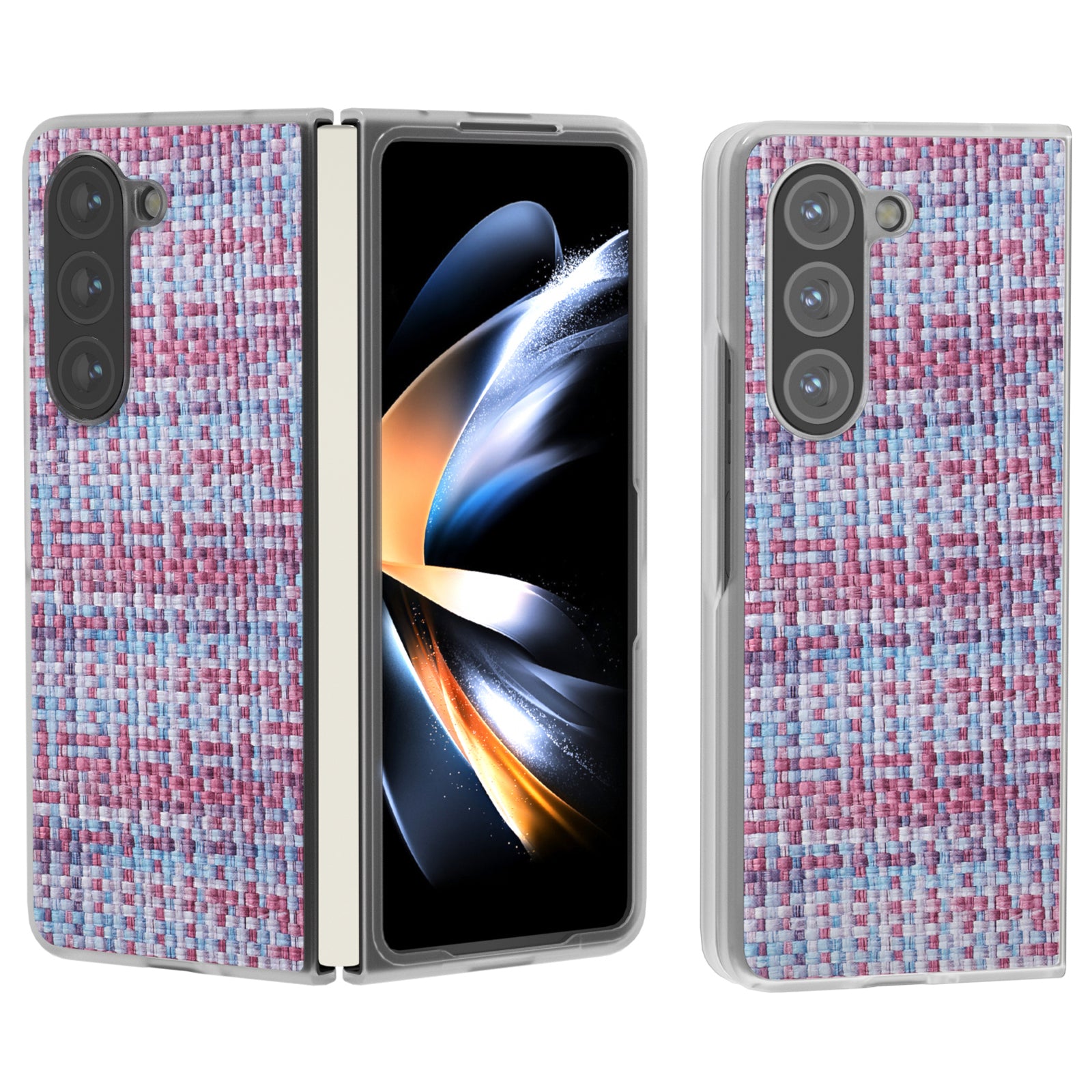 For Samsung Galaxy Z Fold6 5G Case Colorful Plaid Texture Leather Phone Cover - Purple