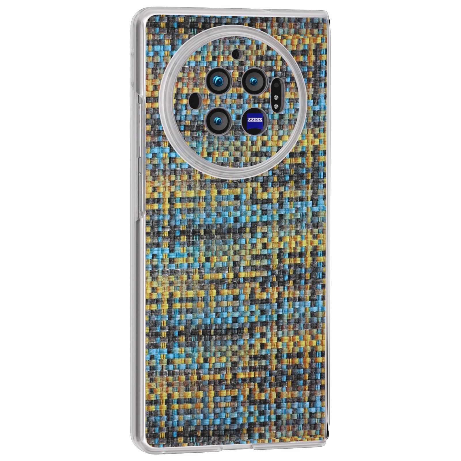For vivo X Fold3 Case Colorful Plaid Texture Leather+PC Phone Cover - Gold