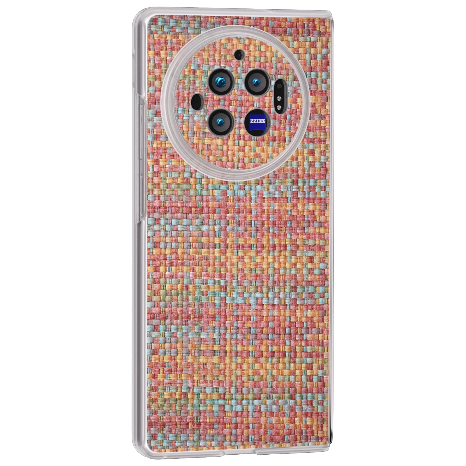 For vivo X Fold3 Case Colorful Plaid Texture Leather+PC Phone Cover - Orange Red