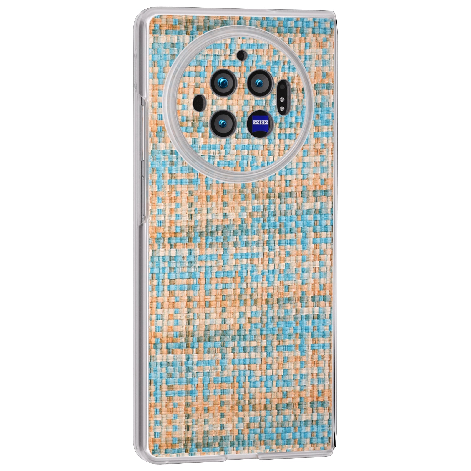 For vivo X Fold3 Case Colorful Plaid Texture Leather+PC Phone Cover - Blue
