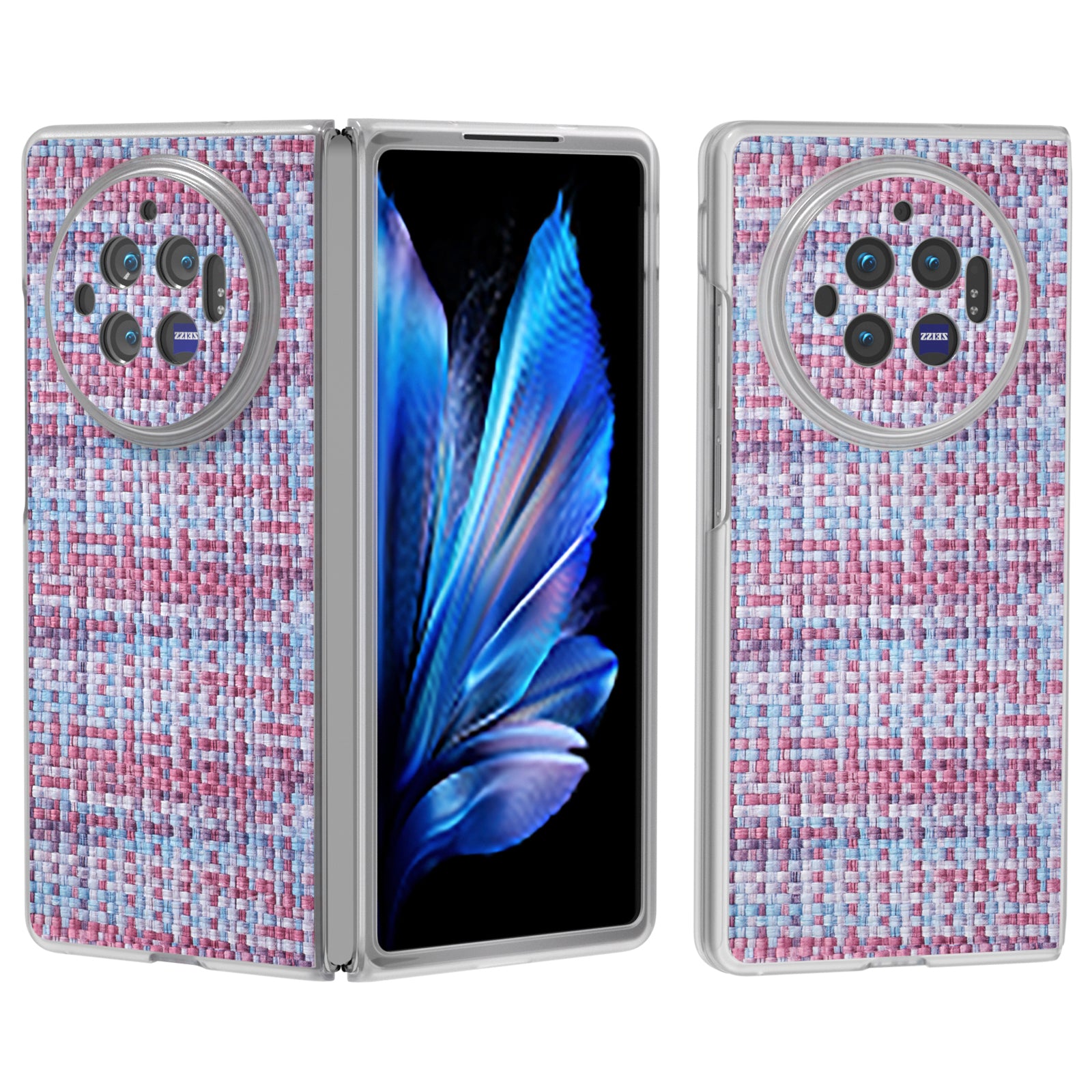 For vivo X Fold3 Case Colorful Plaid Texture Leather+PC Phone Cover - Purple