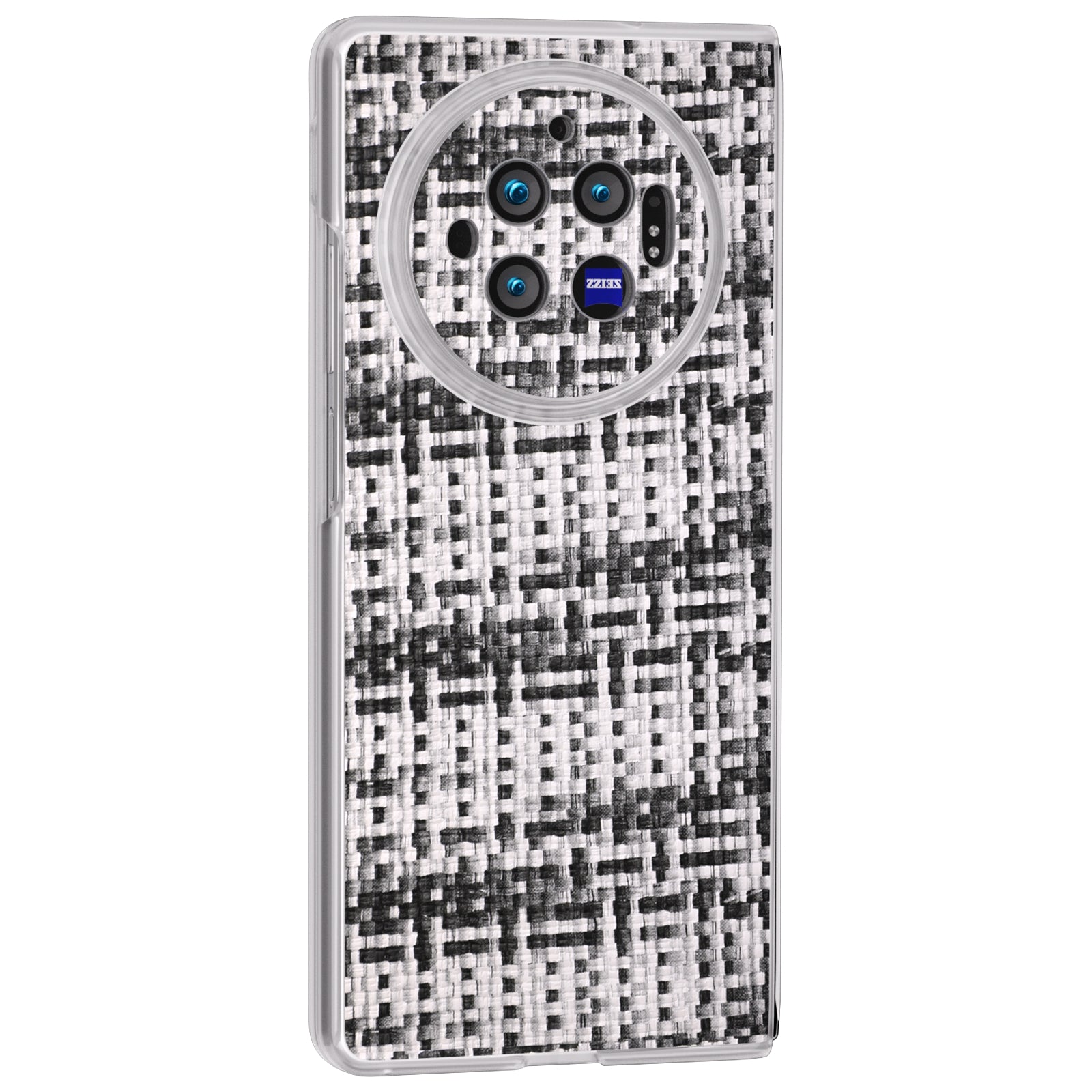 For vivo X Fold3 Case Colorful Plaid Texture Leather+PC Phone Cover - Black+White