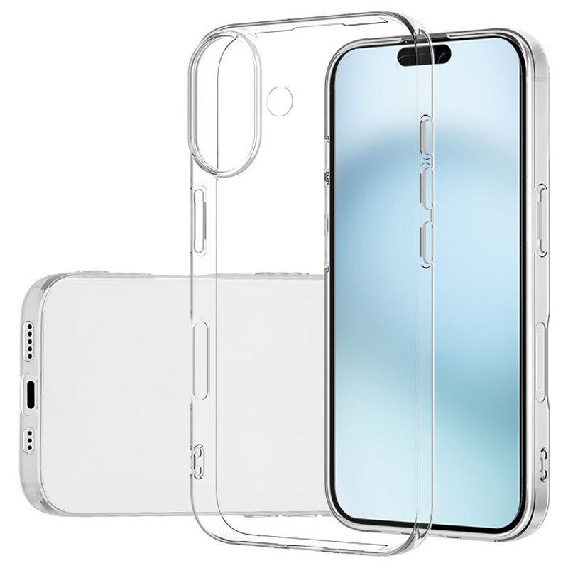 For iPhone 16 Plus Cell Phone Case Ultra-Thin Clear TPU Cover with Big Lens Hole